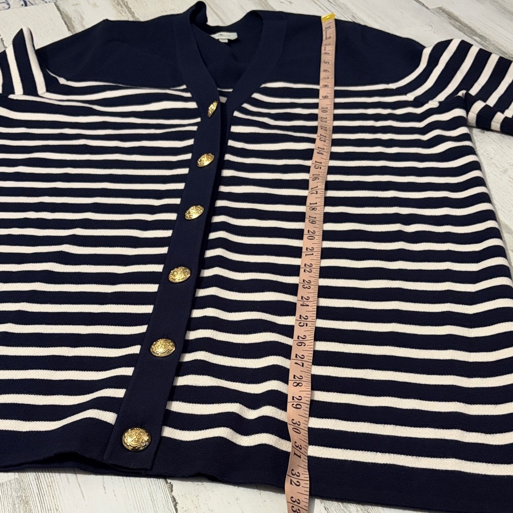 Tuckernuck Navy and White Striped Knit Liv Cardigan Size XXL - Picture 9 of 10